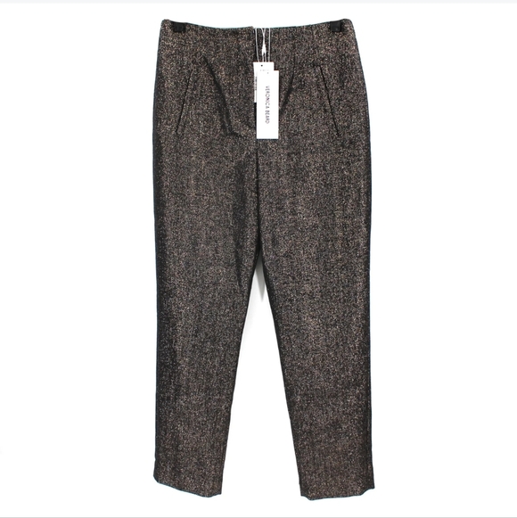 Veronica Beard Stila Black Gold Wool Blend Ankle Pants Size 00 NWT - Picture 7 of 11